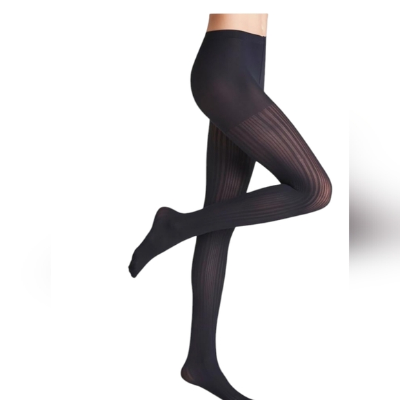 FALKE Prime Rib Tights, 2 Pair Designer Hosiery in Marine .. Size Small (95-110) - Picture 5 of 10